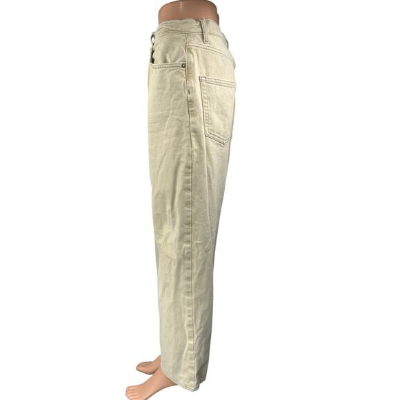 Free People White Cream Straight Wide Leg High Waist Baggy Denim Jeans Pants 29 - Picture 2 of 5